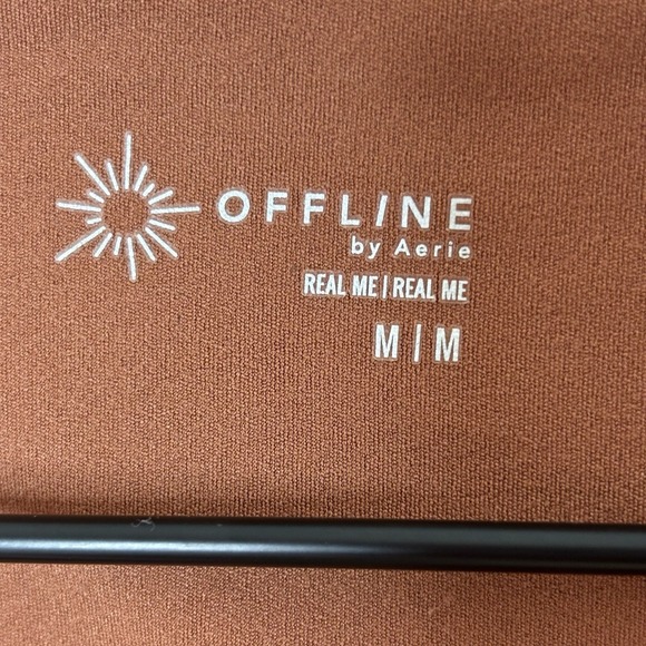 Aerie Shirt Offline Real Me Medium Super Cropped Long Sleeve Bra Top Western Sky - Picture 4 of 10